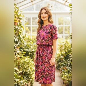 vtg 80s rayon floral Hawaiian print shirt and skirt set